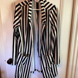Lula Roe Gwen Blazer, Medium, Black & White Stripe